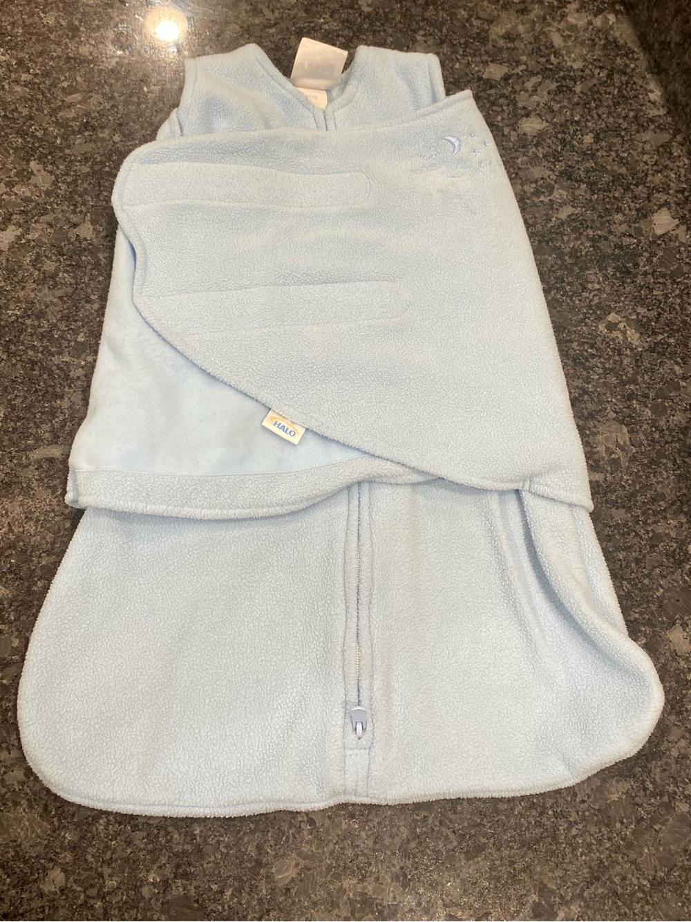 HALO SleepSack Swaddle for Kids - Light Blue Cozy Fleece newborn 6-12 lbs